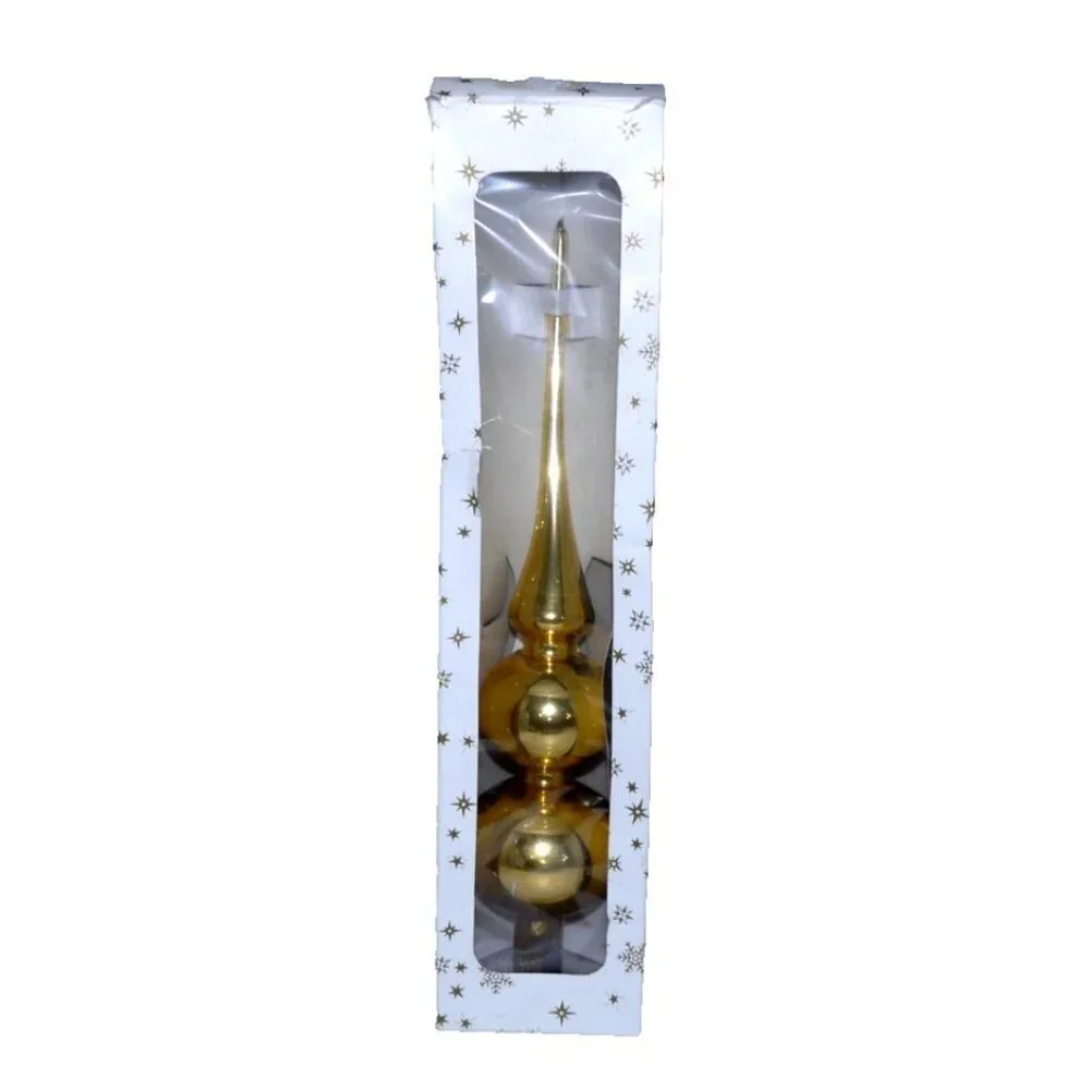 Vintage gold painted glass Christmas Tree Topper 13